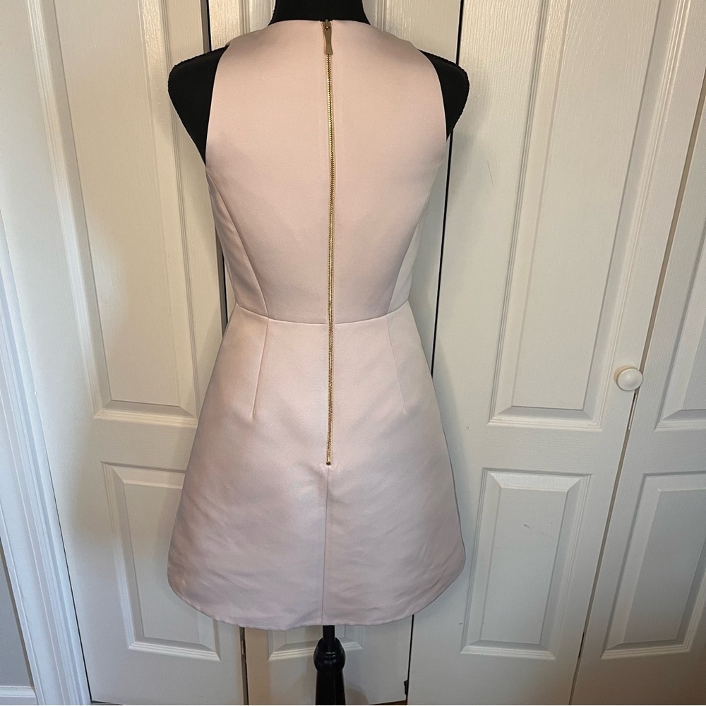 Kate Spade New York Bateau Neckline A Line Mini Dress Sz 2 Rose Gold Bow Blush - Picture 5 of 9